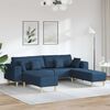 vidaXL Sofa su pagalve 3 pcs Mėlyna audinys