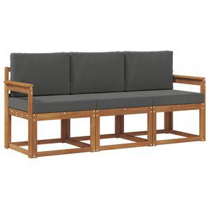 vidaXL Lauko sofos komplektas su pagalve 3 pcs Natūralus ir antracitas