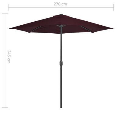 vidaXL Balkono skėtis su aliuminiu stulpu, raudonas, 270x144x222cm