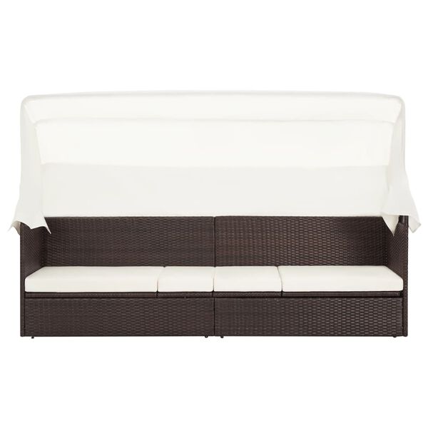 vidaXL Sodo sofa su skliautu, rudos spalvos, poliratanas