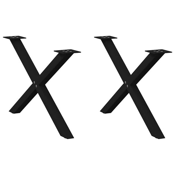 vidaXL Kavos staliuko kojelės, X formos, 2 vnt., juodos, 70x(42-43) cm, plienas