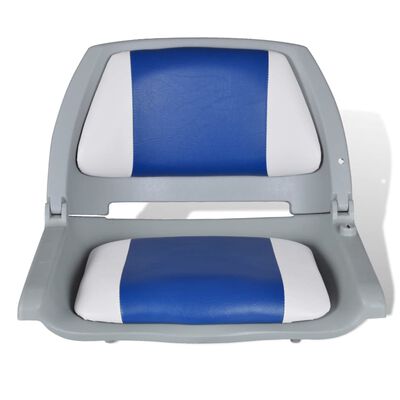 vidaXL Valties sėdynė su atlošu, mėlyna/balta, 48x51x41cm, sulankstoma