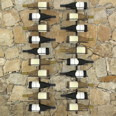 vidaXL Prie sienos montuojami vyno laikikliai, 2vnt., juodi, metalas