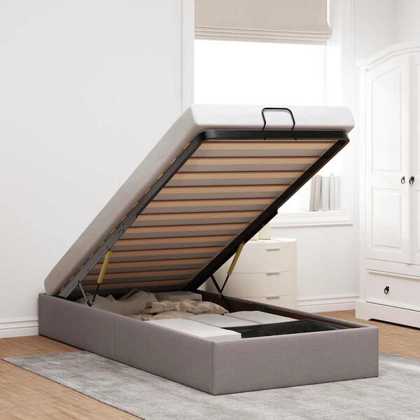 vidaXL Osmanų lovos rėmas be čiužinio, taupe, 90x190cm, audinys