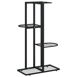 vidaXL Stovas augalams, 4 lentynos, juodas, 43x22x76cm, metalas