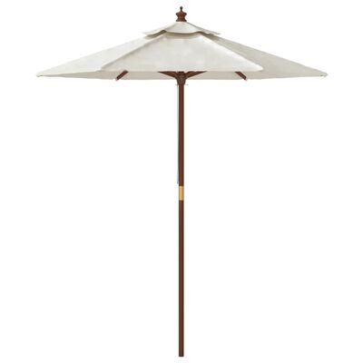 vidaXL Sodo skėtis su mediniu stulpu, smėlio spalvos, 196x231cm
