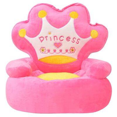 vidaXL Pliušinė vaikiška kėdė Princess, rožinė