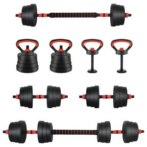 vidaXL 4-in-1 svorių rinkinys: hantelis, &scaron;tanga, kestutis 20 kg