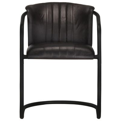 vidaXL Valgomojo kėdės, 2vnt, juodos spalvos, tikra oda