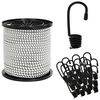 vidaXL Bungee virvės su kabliukais 4 mm Juoda ir Balta PP ir guma