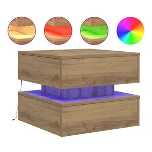 vidaXL Kavos staliukas su LED lemputėmis, artisano ąžuolo, 50x50x40cm