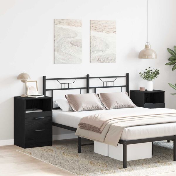 vidaXL &Scaron;alia lovos spintelė 2 pcs Juodas ąžuolas 40 x 35 x 65 cm