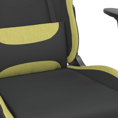 vidaXL Žaidimų kėdė su pakoja, juoda ir šviesiai žalia, audinys