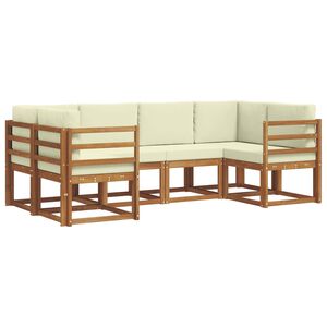 vidaXL Lauko sofos komplektas su pagalve 6 pcs Natūralus ir grietinėlė