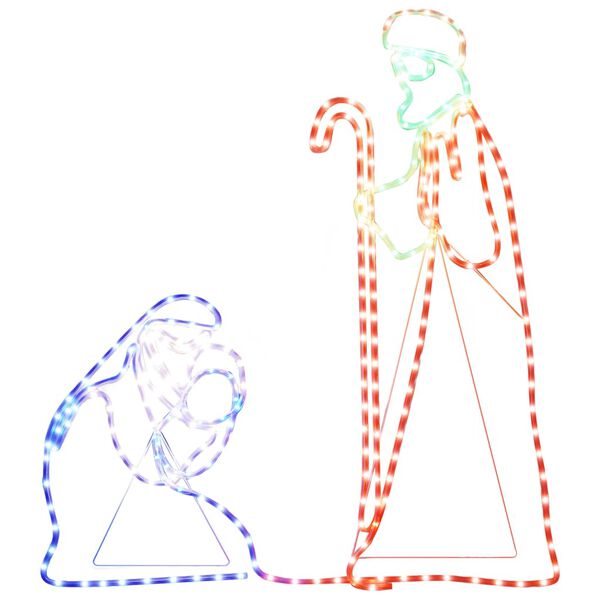 vidaXL Kalėdinė dekoracija Marija ir Juozapas su LED, 40x55/38x100cm