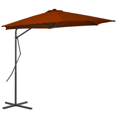 vidaXL Lauko skėtis su plieniniu stulpu, terakota spalvos, 300x230cm