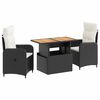 vidaXL Lauko valgomojo komplektas 3 pcs Juoda ir kreminė balta