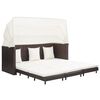 vidaXL I&scaron;traukiama trivietė sofa-lova su stogeliu, ruda, poliratanas