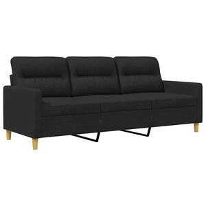 vidaXL Trivietė sofa, juodos spalvos, 180cm, audinys