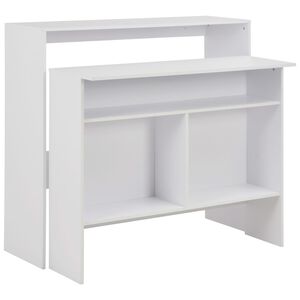 vidaXL Baro stalas su 2 stalvir&scaron;iais, baltos sp., 130x40x120cm