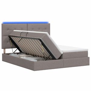 vidaXL LED saugojimo lova su čiužiniu Taupe 200 x 200 cm Audinys