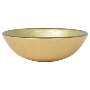 vidaXL Praustuvas i&scaron; grūdinto stiklo, 42 cm, aukso spalvos