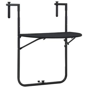 vidaXL Pakabinamas balkono stalas, juodas, 60x64x83,5cm, plastikas