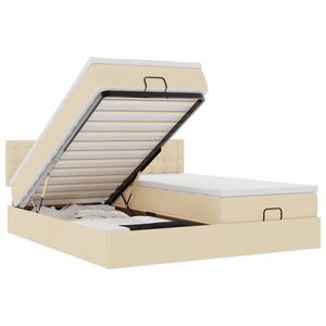 vidaXL Osmanų lovos rėmas su čiužiniais, kreminis, 200x200cm, audinys