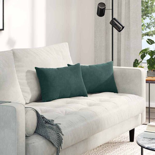 vidaXL Sofa Pagalvės 2 pcs Tamsiai žalia 50 x 30 cm Kordūrinis audinys