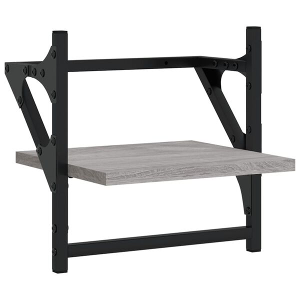 vidaXL Sieninės lentynos su skersiniais, 2vnt., pilkos, 30x25x30cm