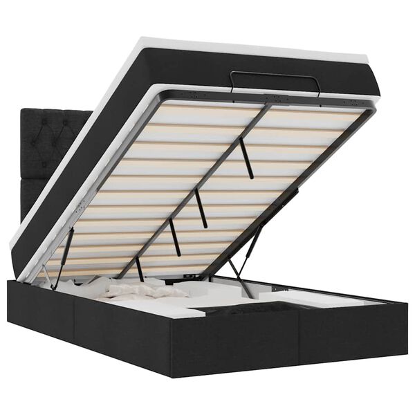 vidaXL Osmanų lova su čiužiniu, juodas, 120x200cm, audinys