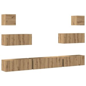 vidaXL 7 dalių sieninis televizoriaus spintelės komplektas Artisan Oak