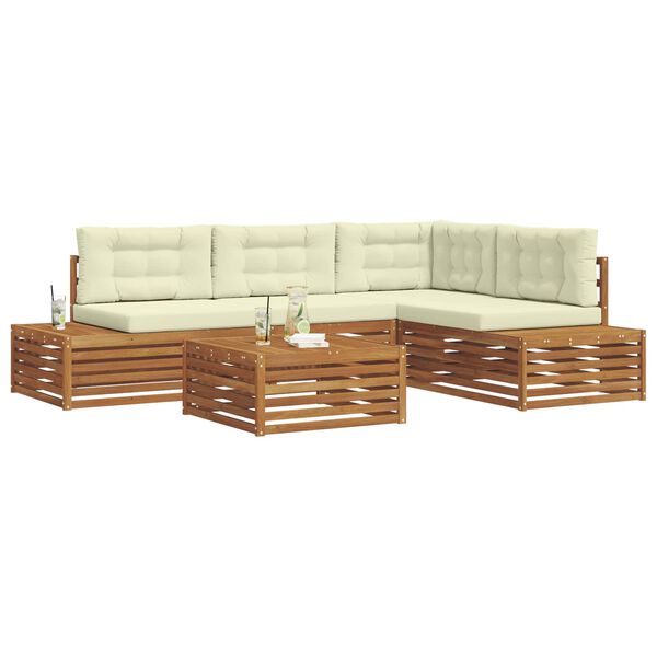 vidaXL Lauko sofos komplektas 5 Vienetas Natūralus ir grietinėlė