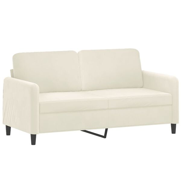 vidaXL Dvivietė sofa, kreminės spalvos, 140cm, aksomas