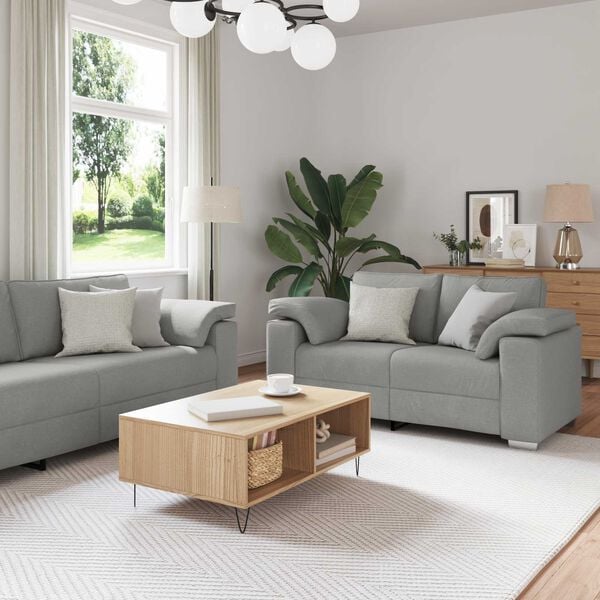 vidaXL Sofa 3 pcs Debesų pilka Lino mišinio audinys