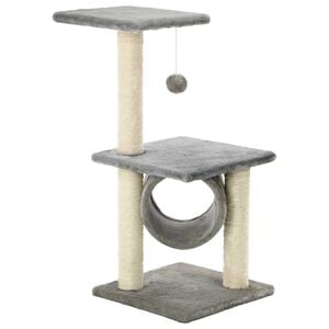 vidaXL Draskyklė katėms su stovais i&scaron; sizalio, 65cm, pilkos spalvos
