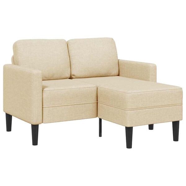 vidaXL 2-vietė sofa su L formos kreminiu 125 cm audiniu