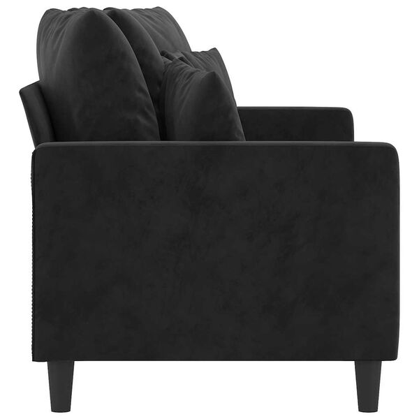 vidaXL Dvivietė sofa, juodos spalvos, 140cm, aksomas