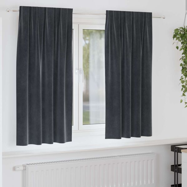 vidaXL Užtemdymo užuolaidos 2 pcs Tamsiai pilka 140 x 175 cm Aksomas