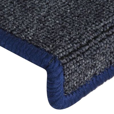 vidaXL Laiptų kilimėliai, 15vnt., pilkos ir mėlynos spalvos, 65x21x4cm
