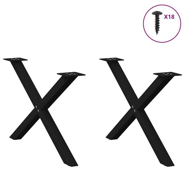vidaXL Kavos staliuko kojelės, X formos, 2 vnt., juodos, 70x(42-43) cm, plienas