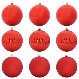 vidaXL Kalėdų Burbulų Rinkinys XL 9 vnt. Raudona &Oslash; 15 cm Plastmasė