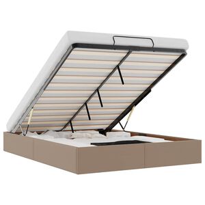 vidaXL Osmanų lovos rėmas be čiužinio, kapučino, 140x190cm, dirbt. oda