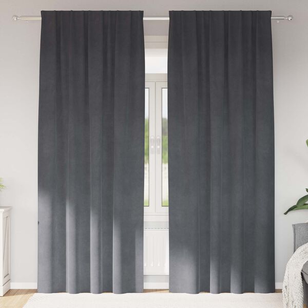 vidaXL Užtemdymo užuolaidos 2 pcs Šviesiai pilka 140 x 225 cm Aksomas