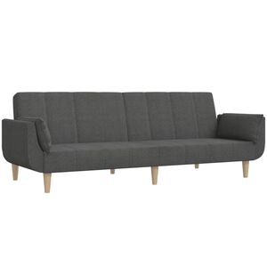 vidaXL Dvivietė sofa-lova su dvejomis pagalvėmis, pilka, audinys