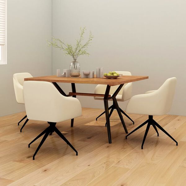 vidaXL Valgomojo kėdės, 4vnt., kreminės spalvos, aksomas