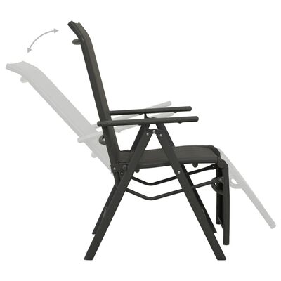 vidaXL Atlošiamos sodo kėdės, 2vnt., juodos, tekstilenas/aliuminis