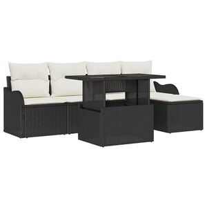 vidaXL Lauko sėdimų vietų komplektas 6 pcs Juoda Poli ratanas