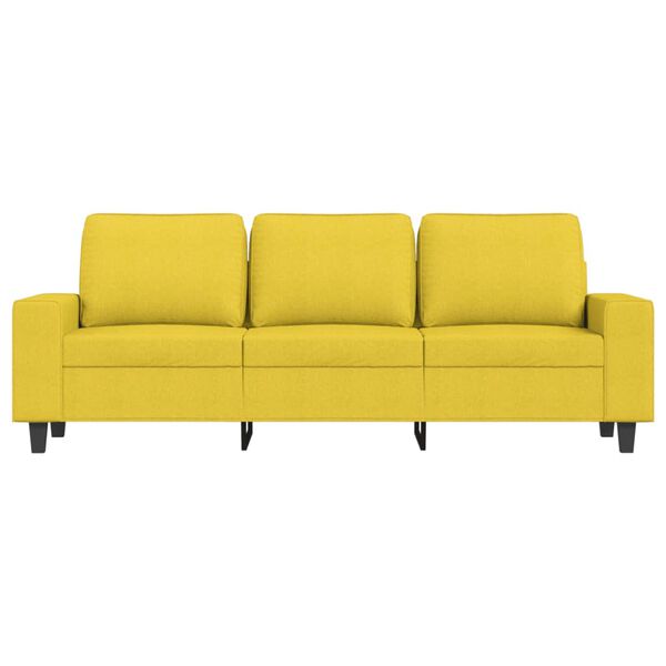 vidaXL Trivietė sofa su pakoja, šviesiai geltona, 180cm, audinys