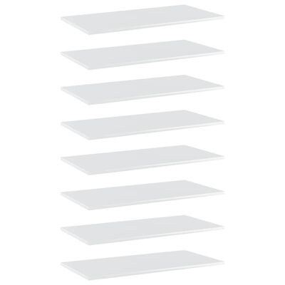 vidaXL Knygų lentynos plokštės, 8vnt., baltos, 80x40x1,5cm, MDP